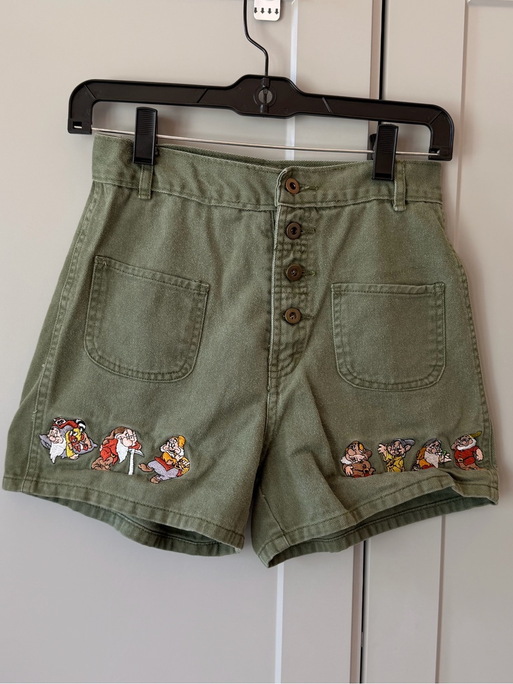 Vintage Disney Snow White Seven Dwarfs Embroidered High Waist Shorts 14